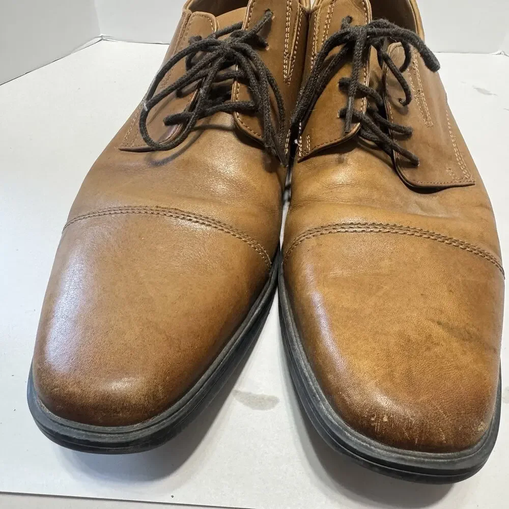 Clarks Collection Dress Shoes Mens Leather Oxford sz 12 Tilden‎ Cap Toe Lace Up